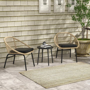 3-piece Rattan Garden Furniture Set with Coffee Table & 2 Chairs, Weatherproof, Yellow Polyester