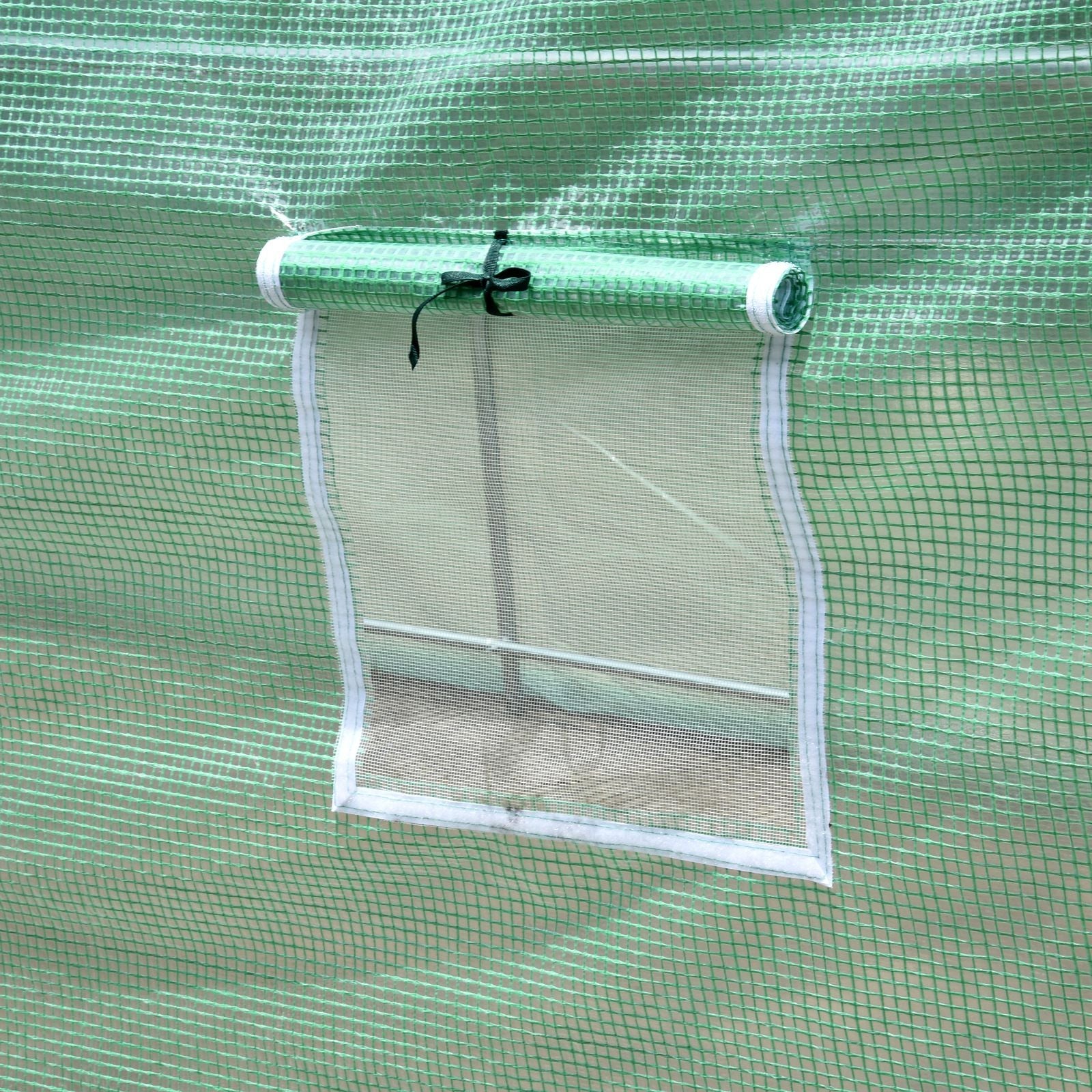 Polytunnel Tomato Greenhouse, 6 Mesh Windows Round Arched, Green