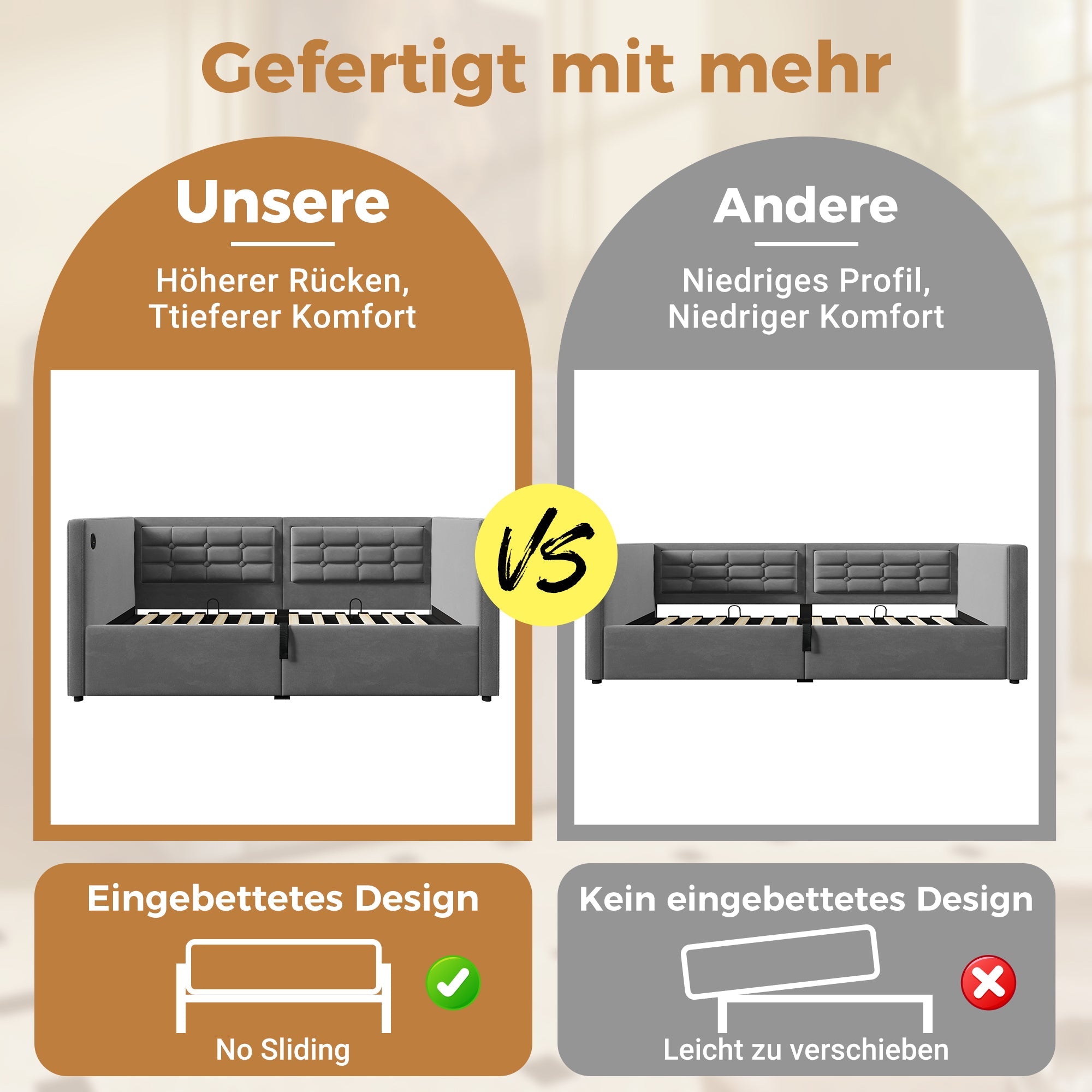 Sofa Bed, Upholstered with Hydraulic Storage, USB & Type-C Charging, Gray Velvet