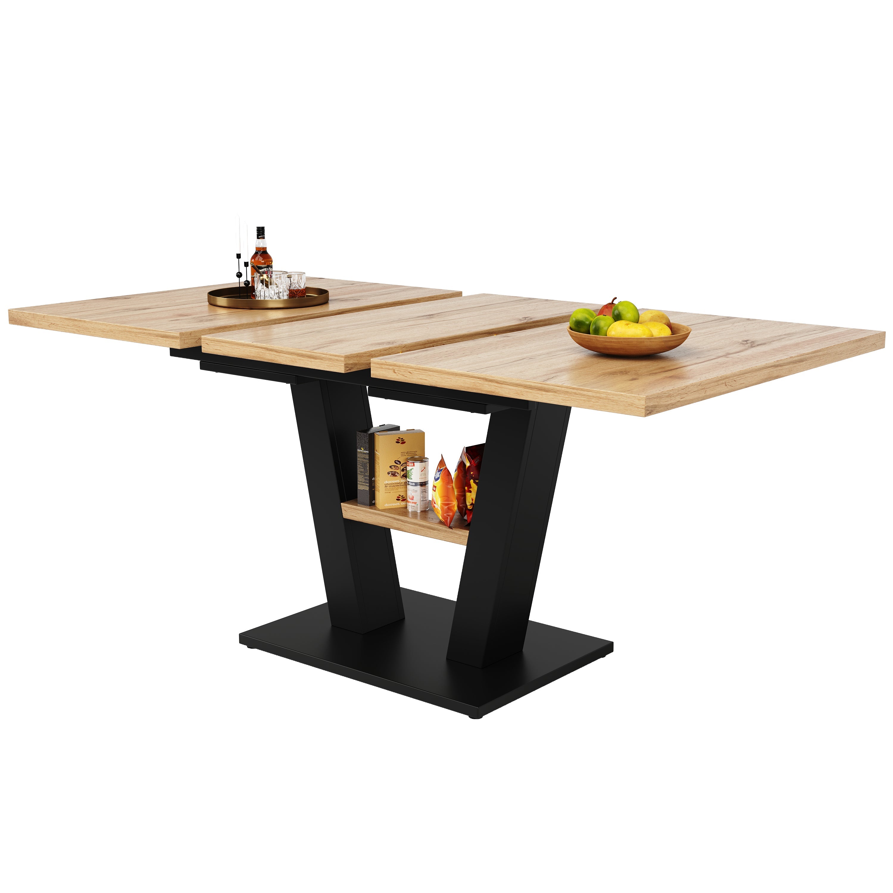 Telescopic Dining Table Extendable 118-157cm - Wood Color