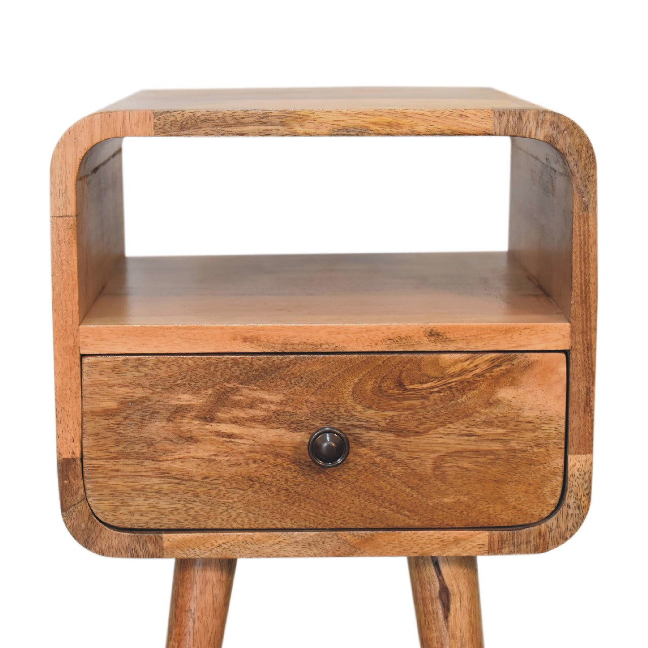 Solid Wood Mini Bedside, 1 Drawer and Open Slot, Brown