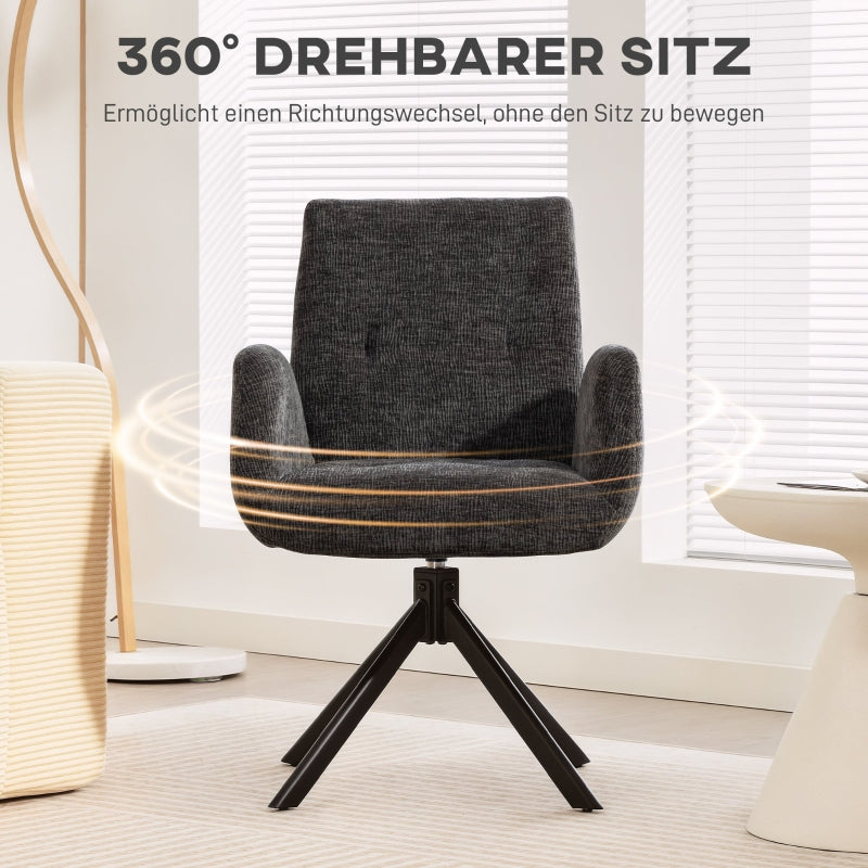Upholstered Armchair Modern Design Swivel Accent Chair - Black