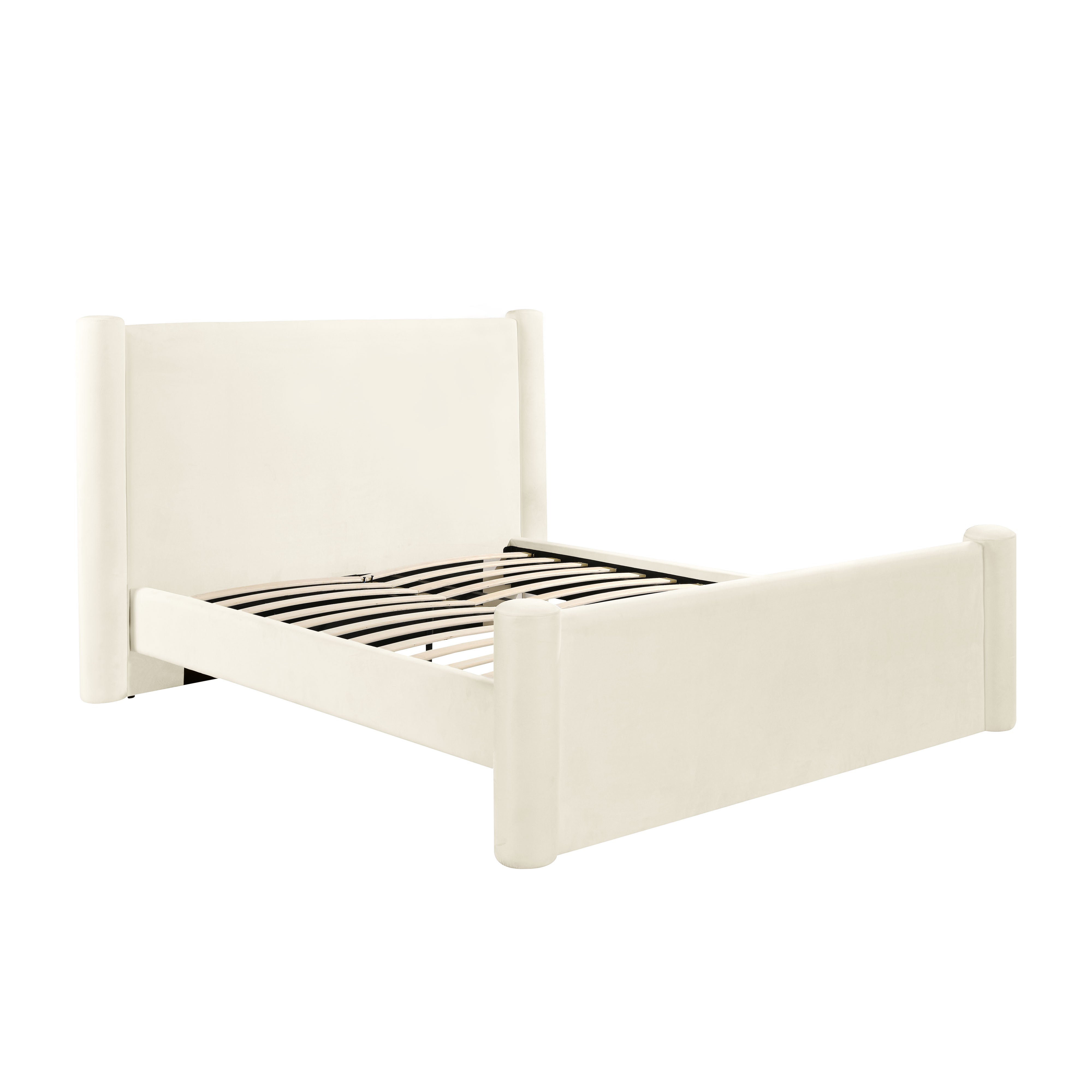 Athara King Bed, Velvet, Cream