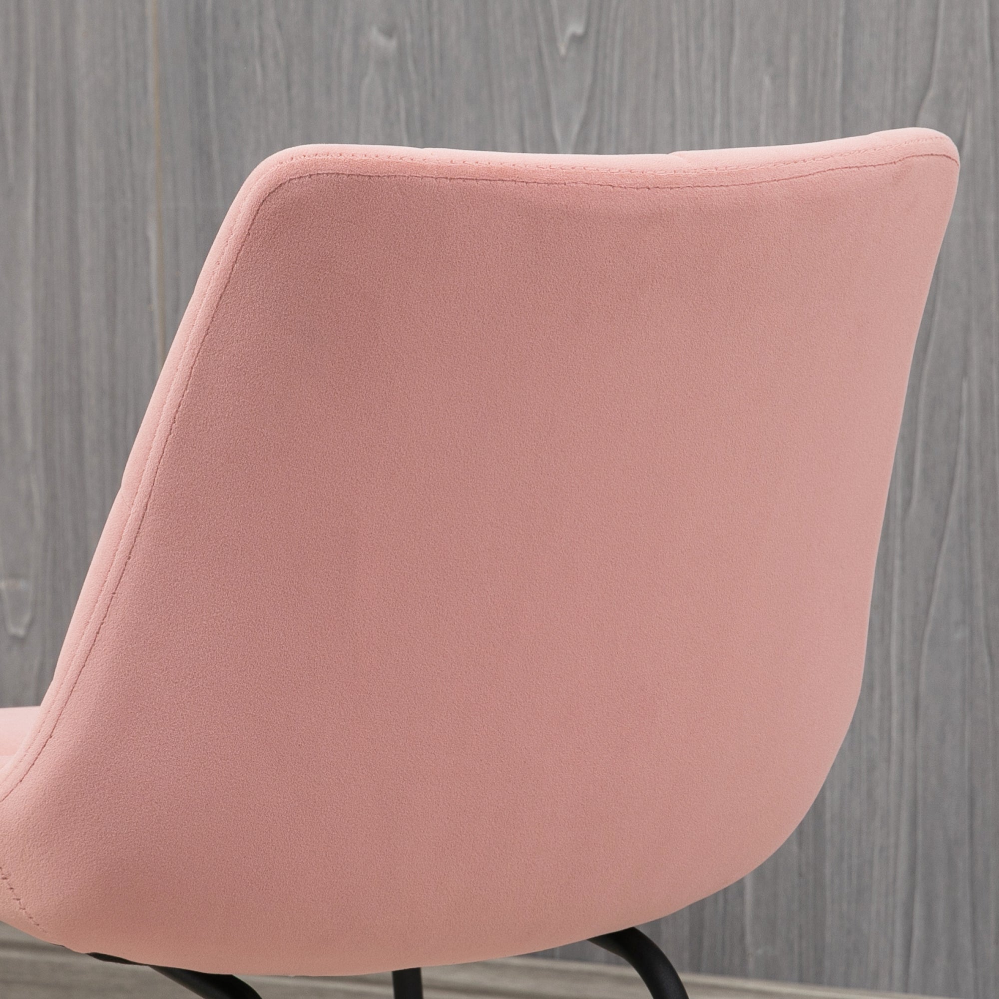 Dining Chair Set, Velvet Backrest, Steel Legs, Pink