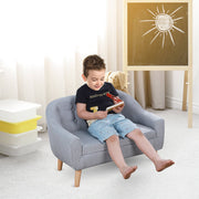 Children's Armchair 2 Seater Mini Sofa Wood Frame Grey