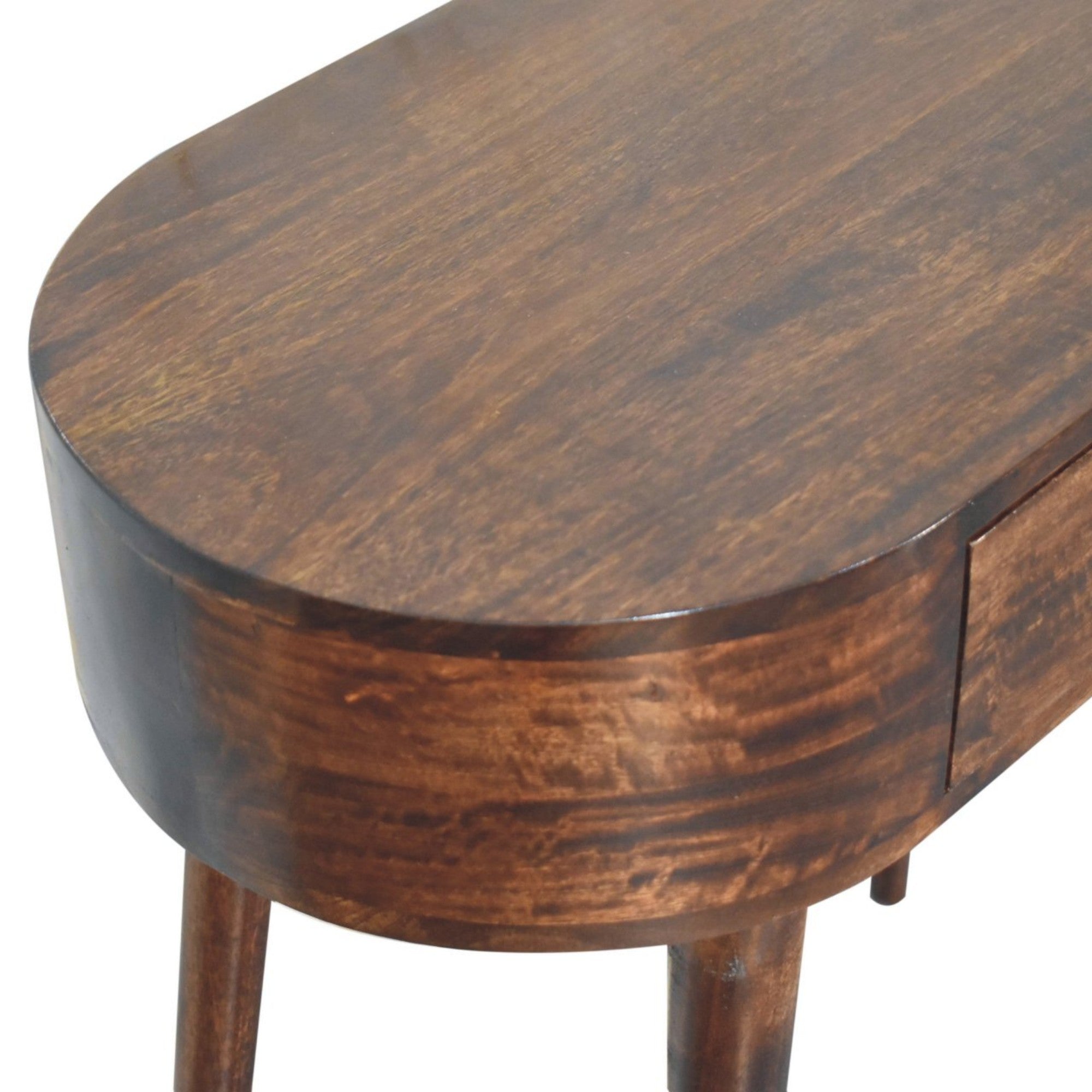 Solid Wood Console Table with 1 Drawer, Rounded, California Walnut Brown