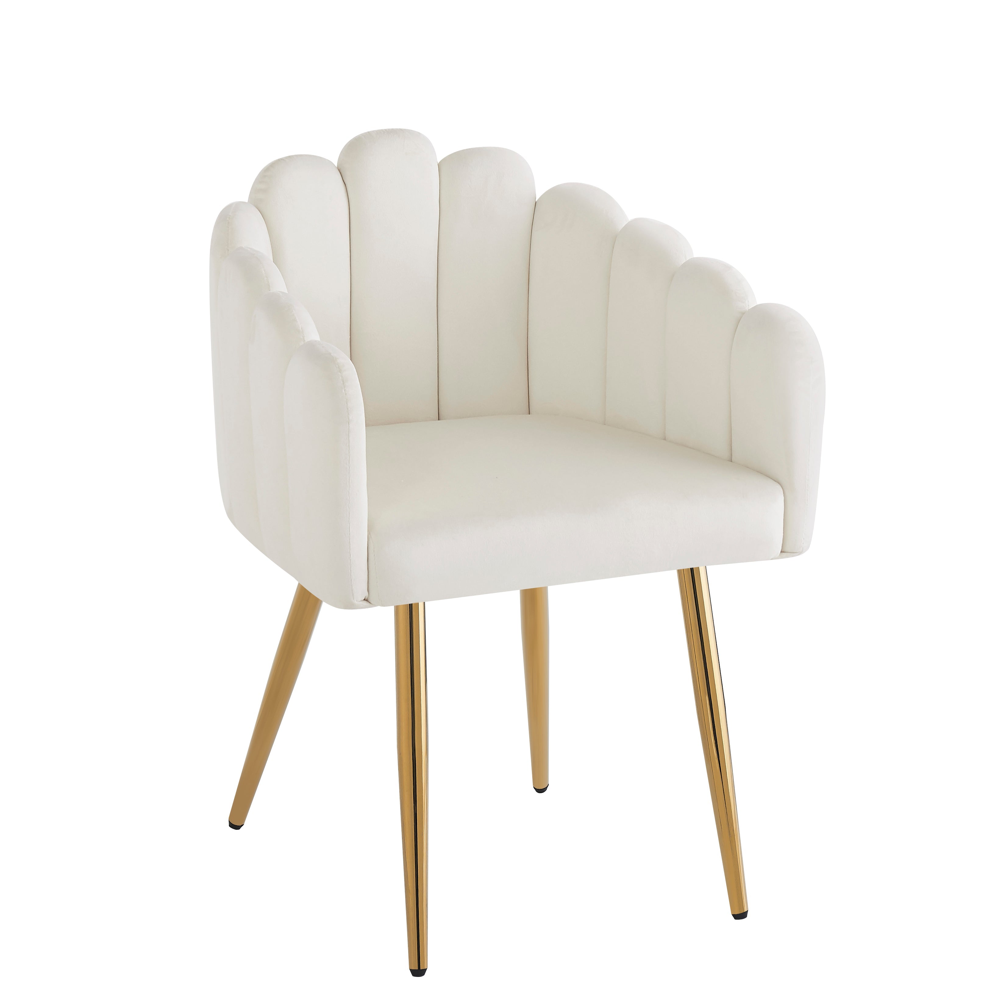 Dining Chair Set of 4 Velour Fan-Shaped Design Adjustable Legs - Gold