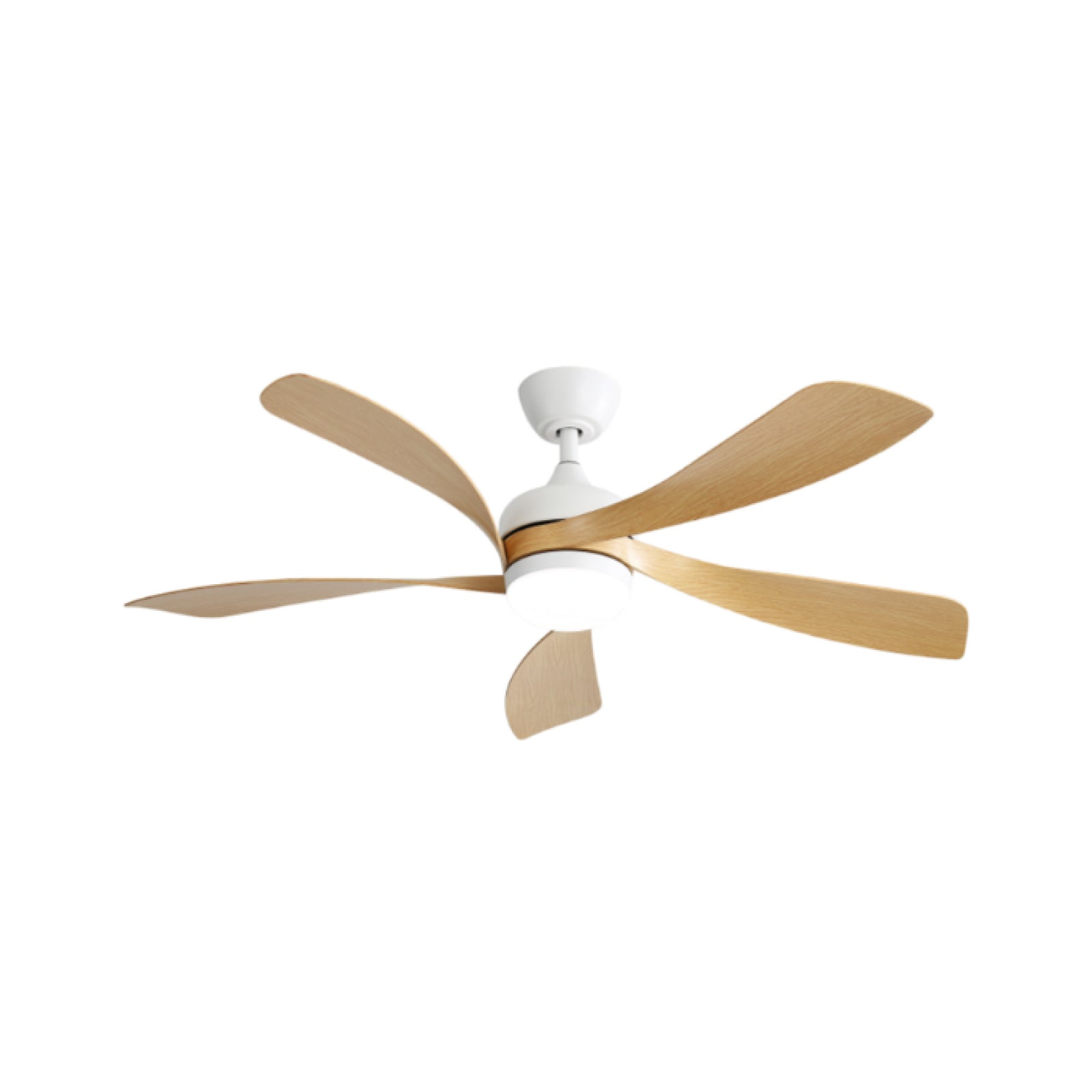52-inch Modern Ceiling Fan, 3-Color Dimmable LED, Remote, Reversible DC Motor, White