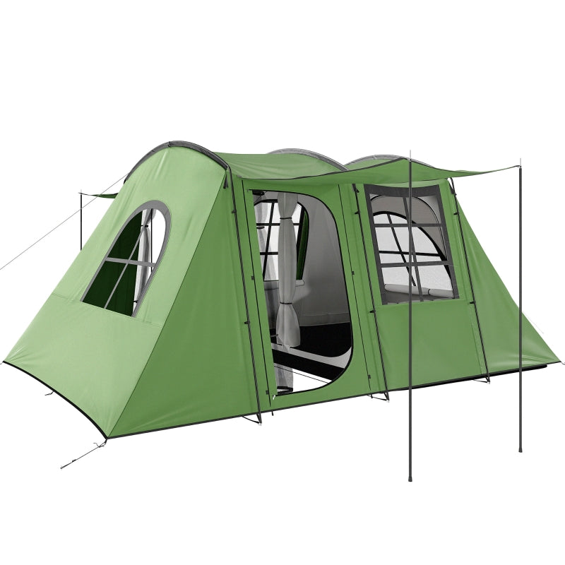 4 Man Tunnel Tent, Family Camping Tent with Porch, 3000mm Waterproof, Green