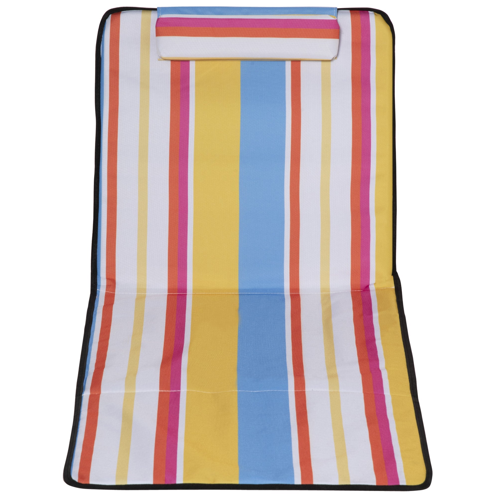 Beach Mat Set of 2, Foldable Lounger 5-Level Adjustable with Headrest & Bag, Steel, Multicolor
