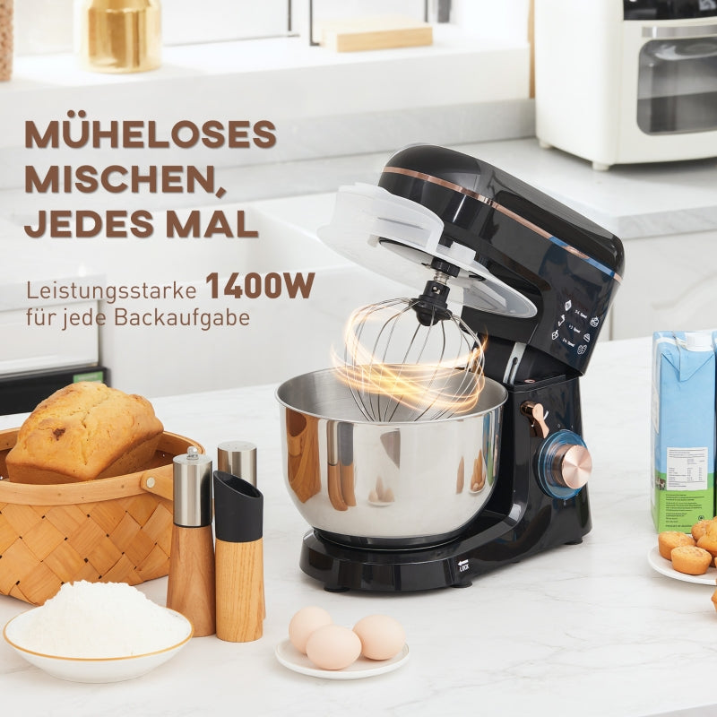 Stand mixer food processor 6 speeds 5.5L stainless steel bowl black