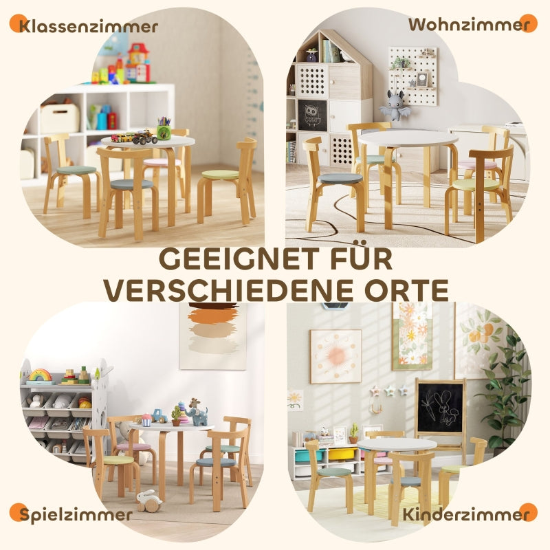 5-Piece Children's Table and Chair Set Lightweight Solid Wood Colorful