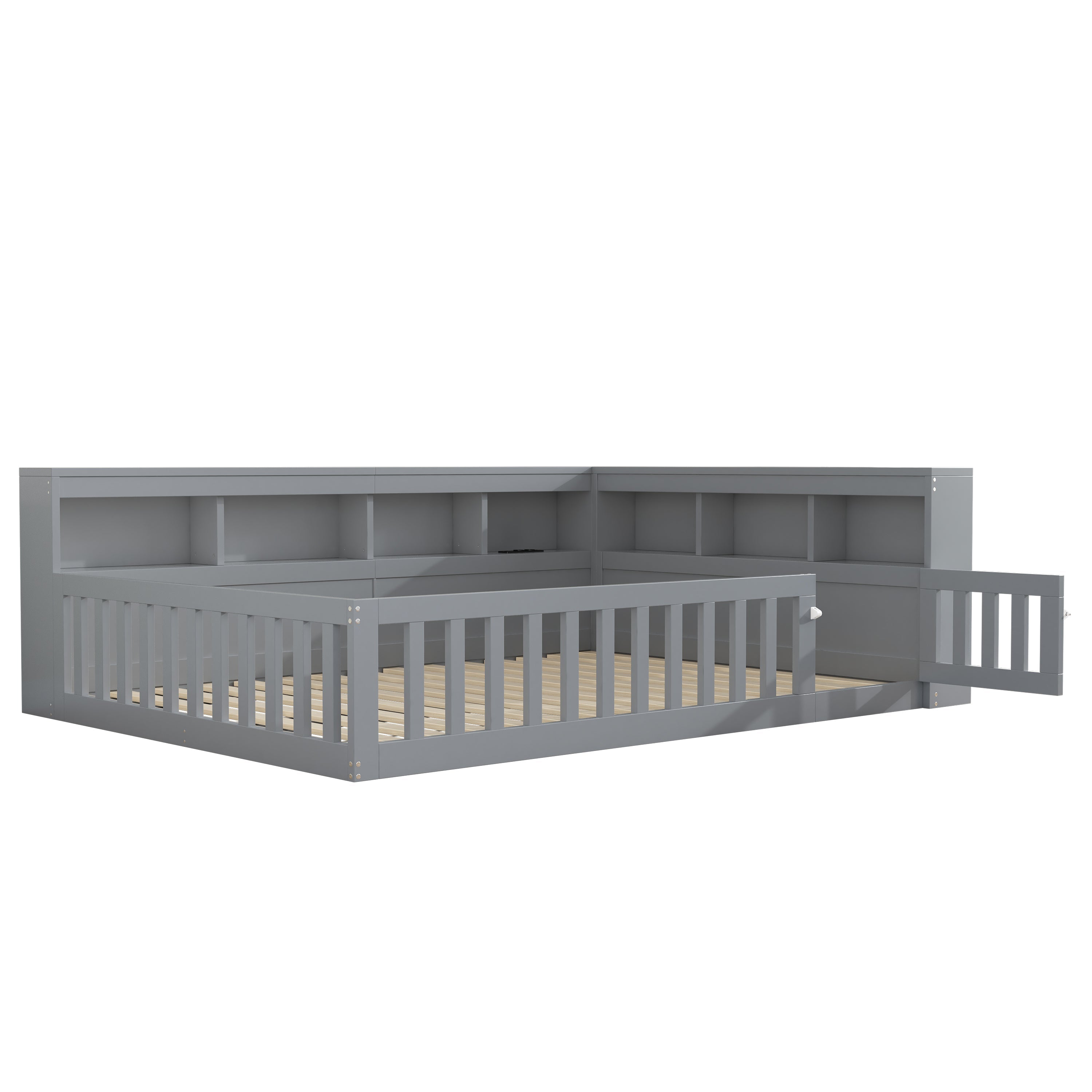 Daybed with Storage and USB Charging Port, 140x200cm, Grey Chipboard
