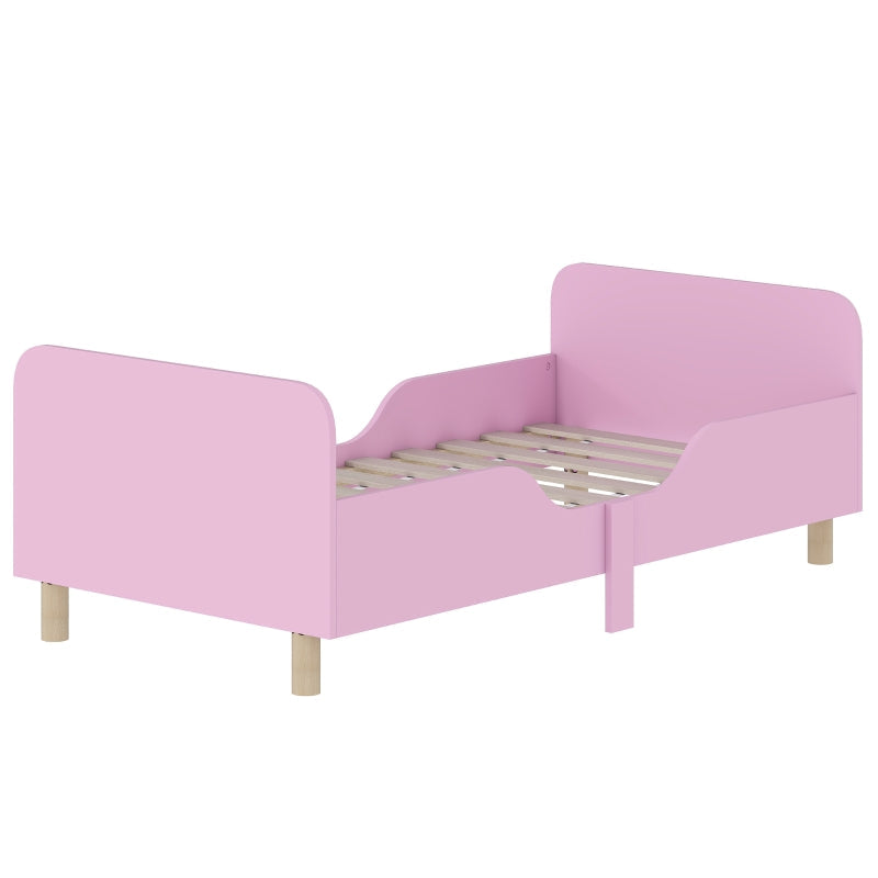 Kinderbettgestell, Einzelbett mit Rausfallschutz, MDF Rosa