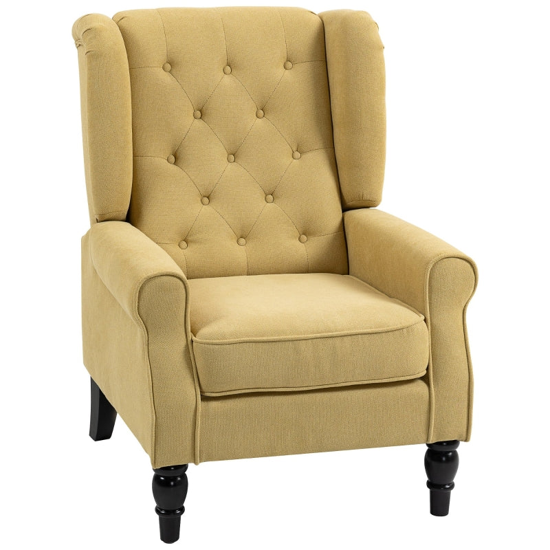 Wingback Accent Chair, Upholstered Button Tufted Occasional, Yellow