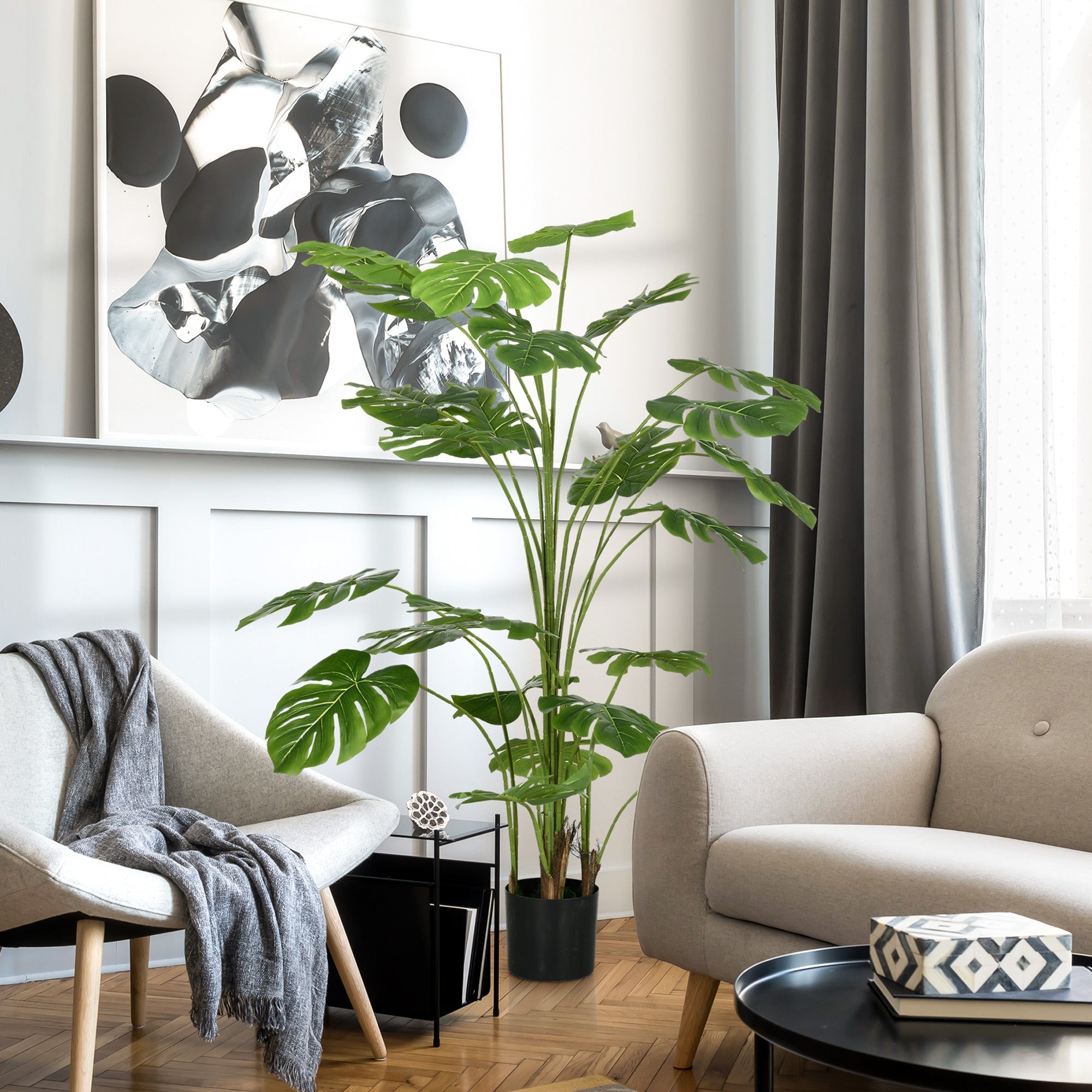 Artificial Monstera Deliciosa, 180 cm with 24 Branches, Green