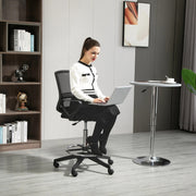 Ergonomic Office Standing Chair Swivel Height-Adjustable Footrest, Metal Black