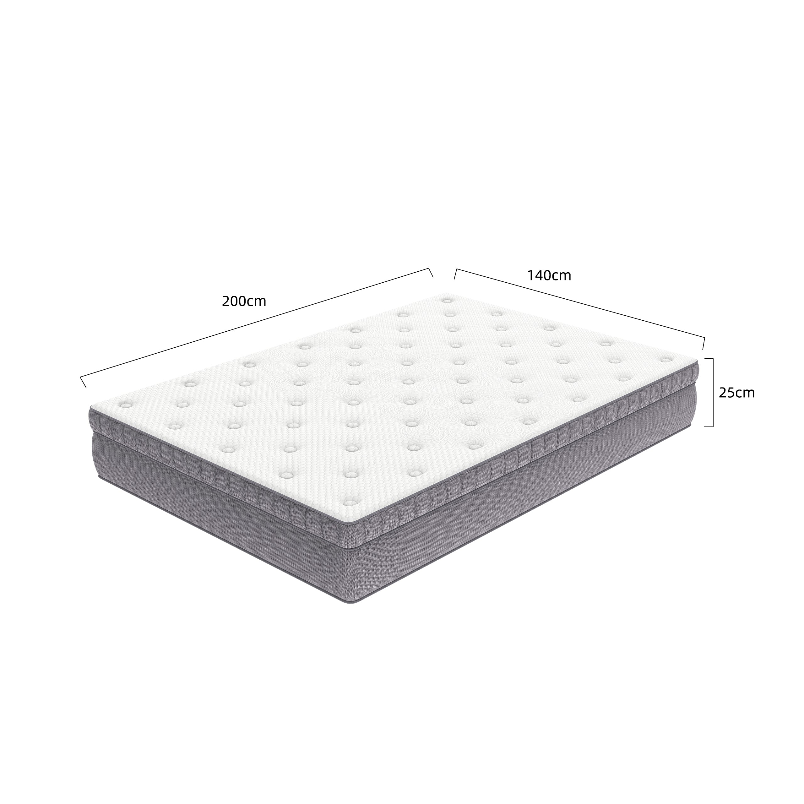 Mattress 140x200 H3 25cm Comfort Foam 7-Zone - Pocket Spring