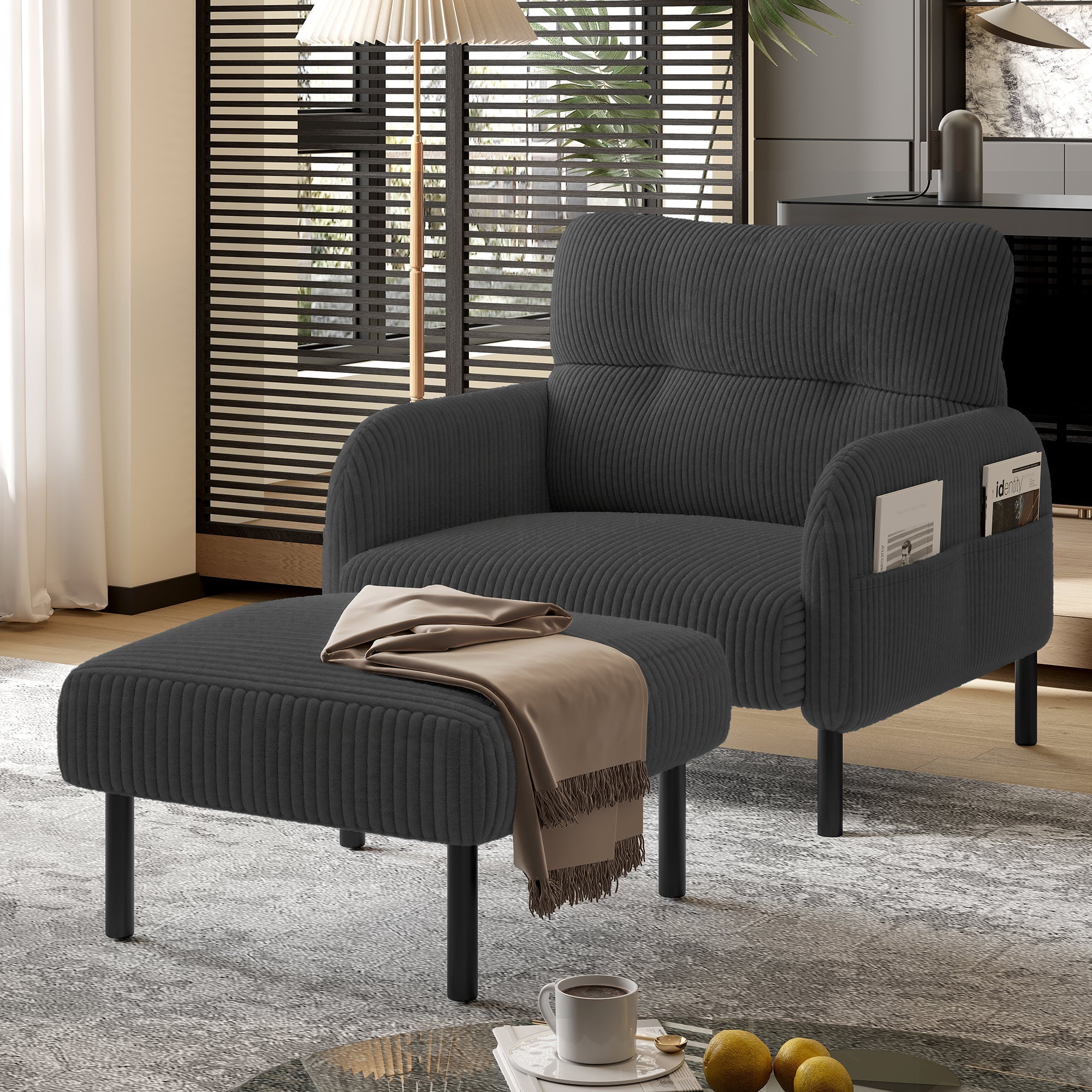 Premium corduroy stool super-soft velour metal frame