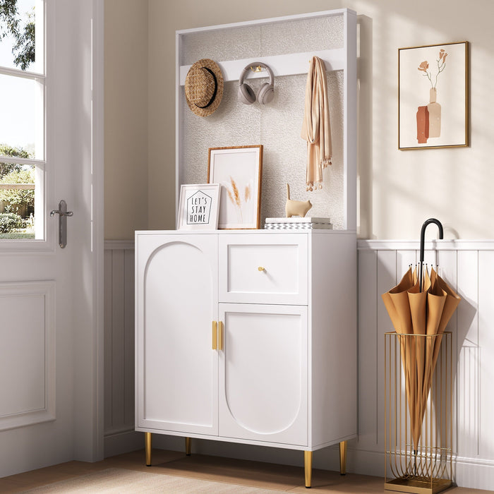 Wardrobe Set, Compact Hallway Cupboard with Shelf & Shoe Storage, 80x175.5x35 cm