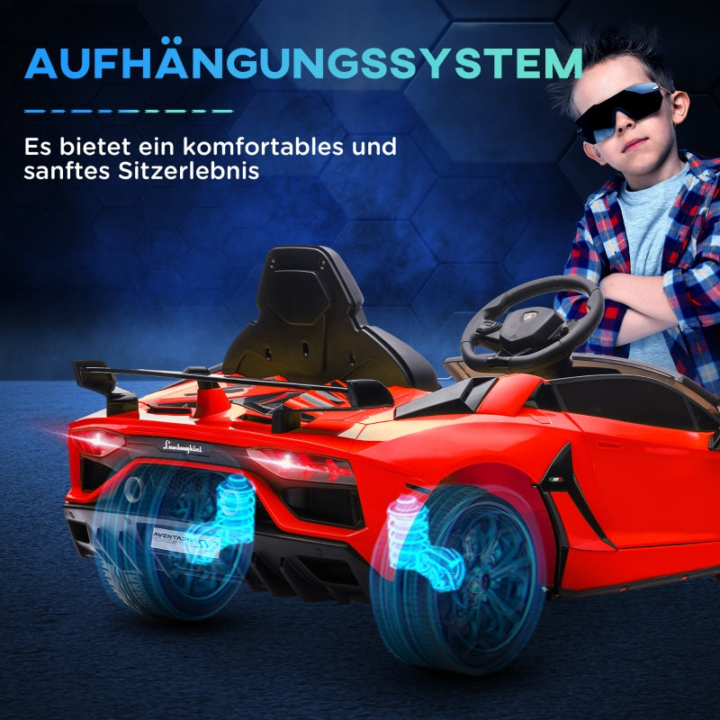 Lamborghini Aventador Licensed Electric Children's Car with Gullwing Doors and Music for Ages 3-5, Red