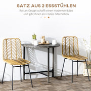 Esszimmerstuhl-Set 2-teilig im Rattan-Look, Stahl, Gelb
