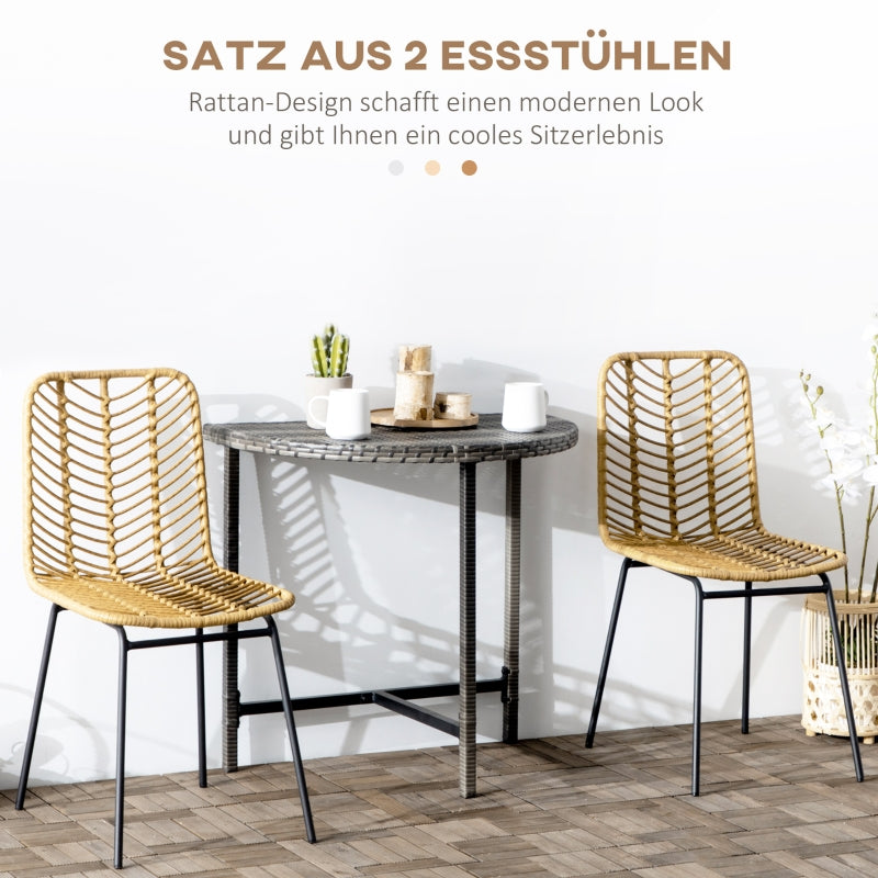 Esszimmerstuhl-Set 2-teilig im Rattan-Look, Stahl, Gelb