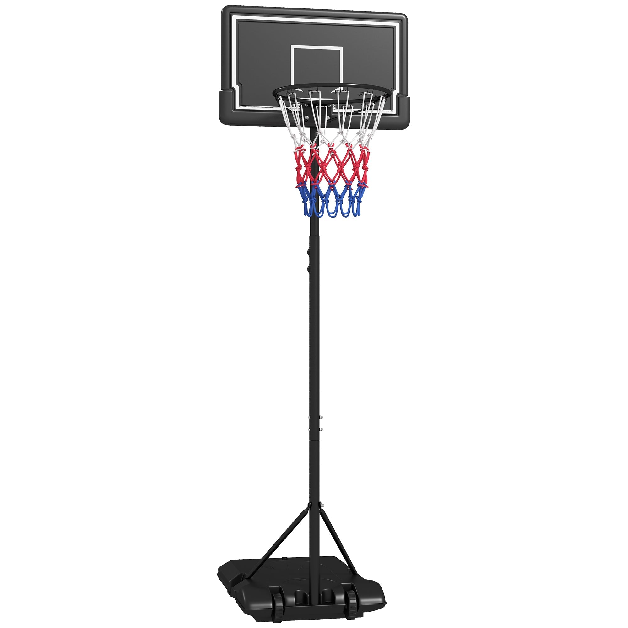 Basketball Hoop, Adjustable 220-250cm Wheels Break-Resistant Backboard, with Stand