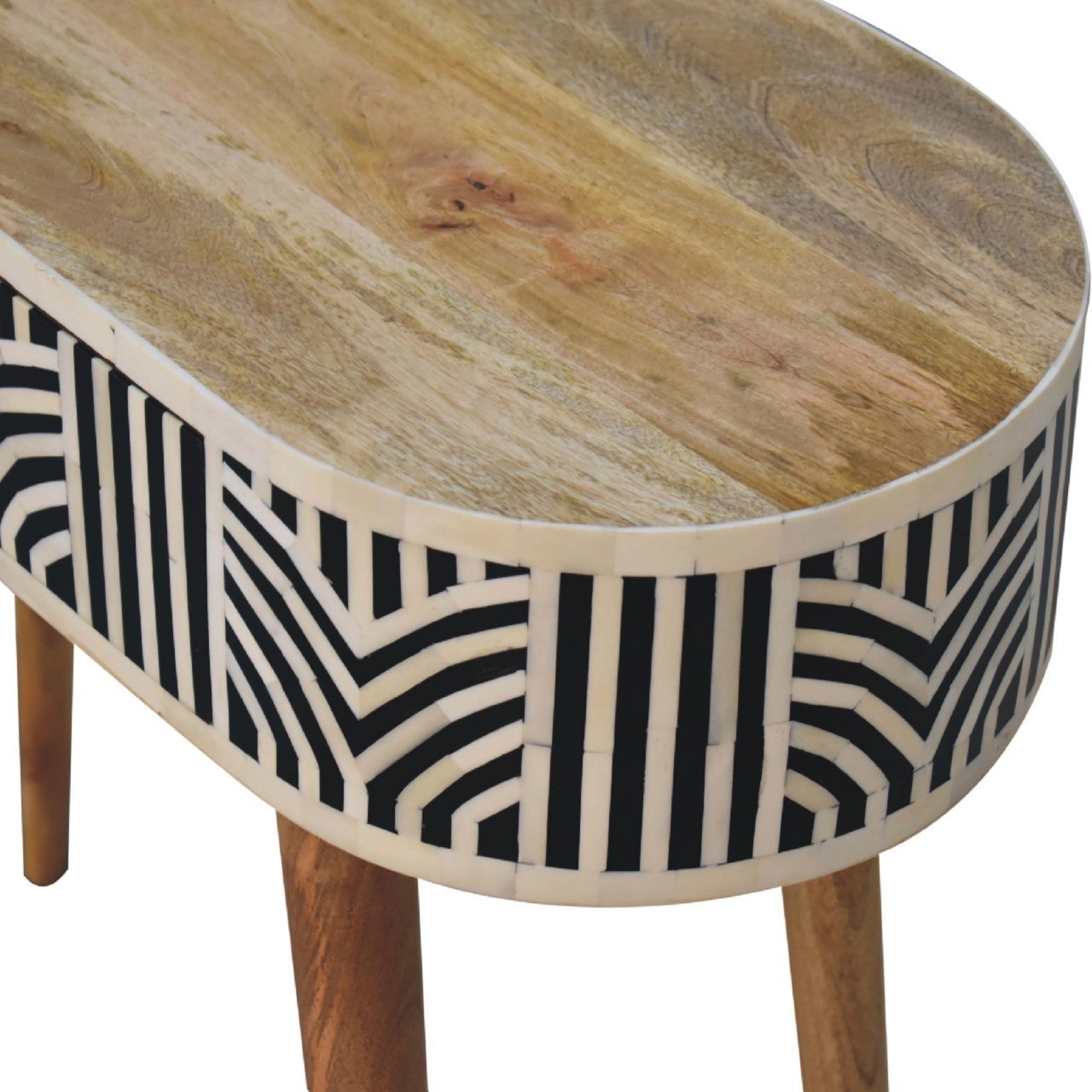 Edessa Console Table, Bone Inlay 1 Drawer, Solid Wood Black and White