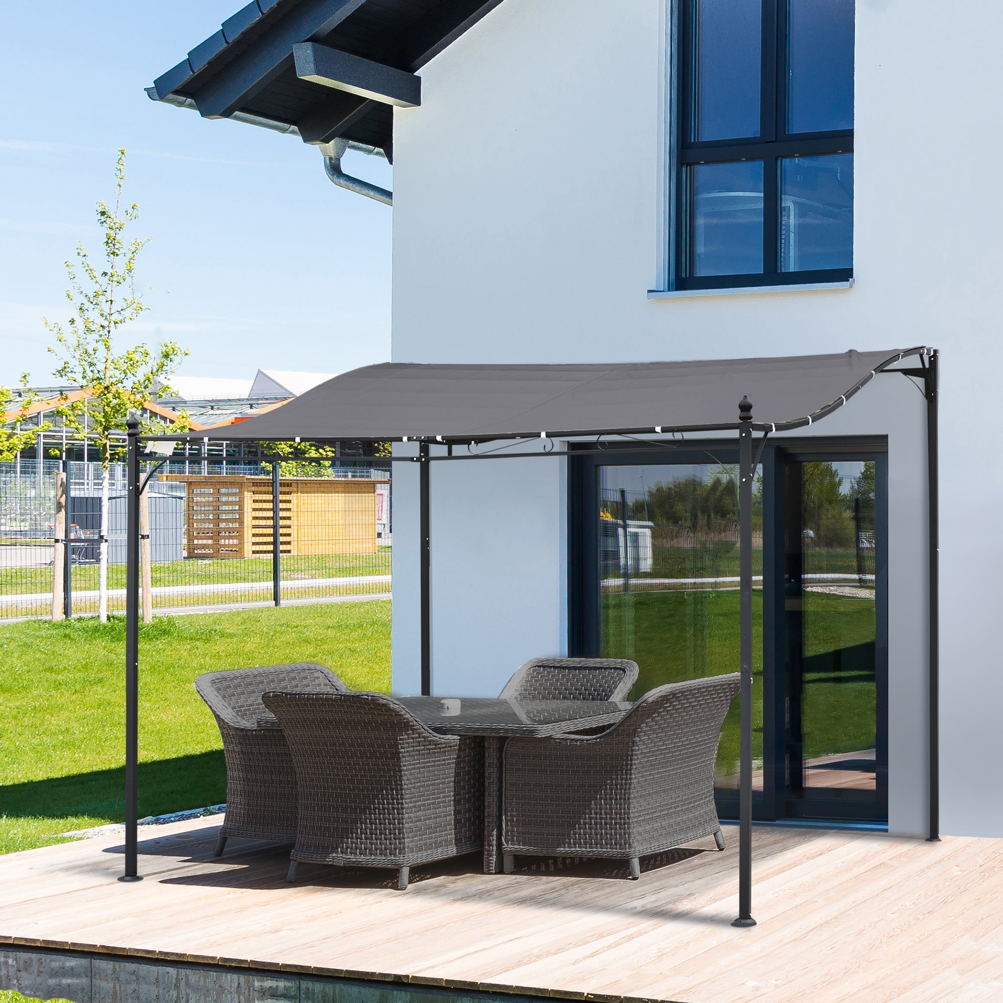Pergola Garden Pavilion Tent 297x297cm Canopy for Terrace, Metal Grey