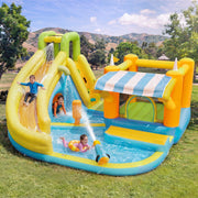 Inflatable Bouncy Castle Water Park with Slide, Pool and Blower, 433x375x165cm, Multicolor Outdoor Garden Toy