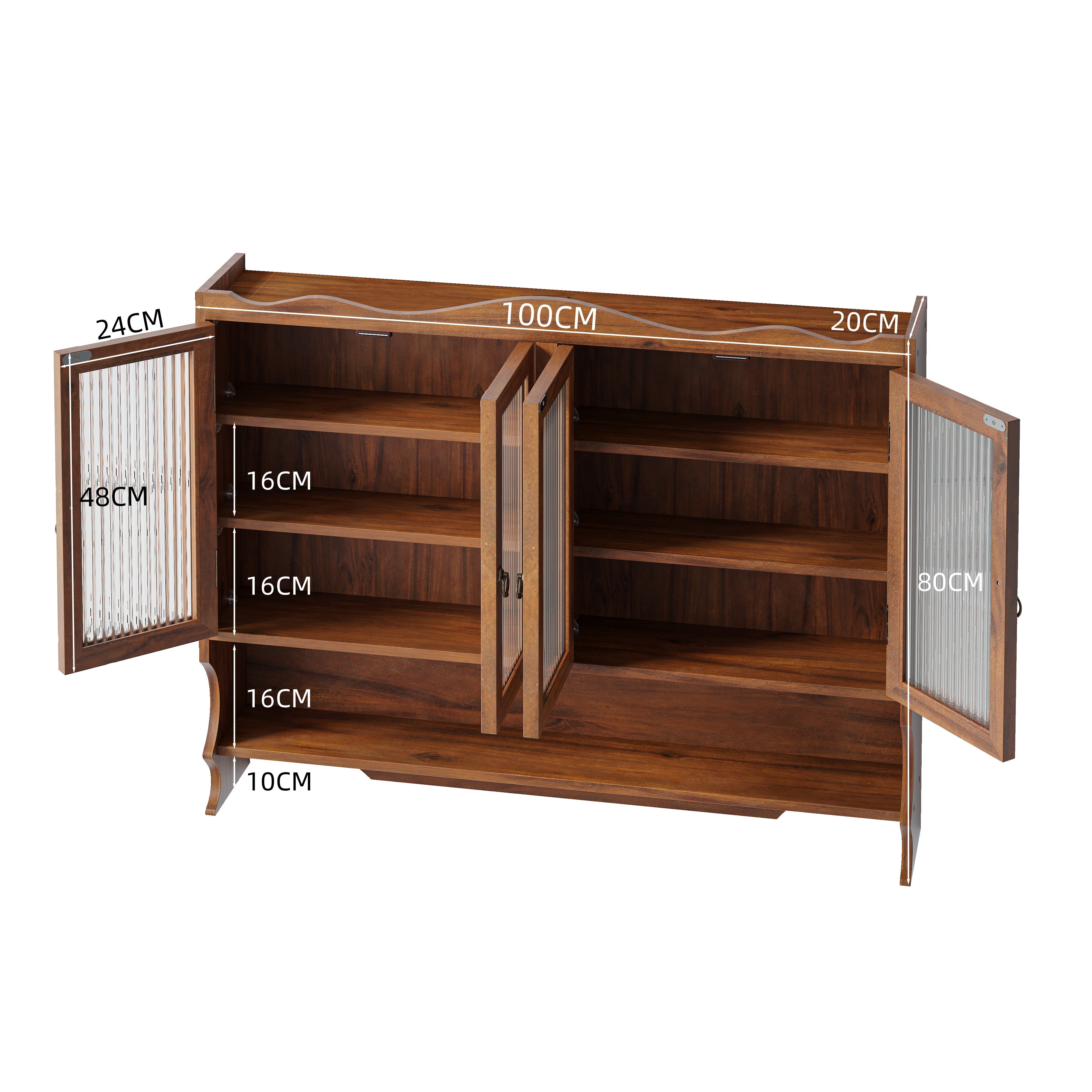 Wall-Mounted Cabinet 100CM Retro 4 Door Storage/Hook Rack Brown