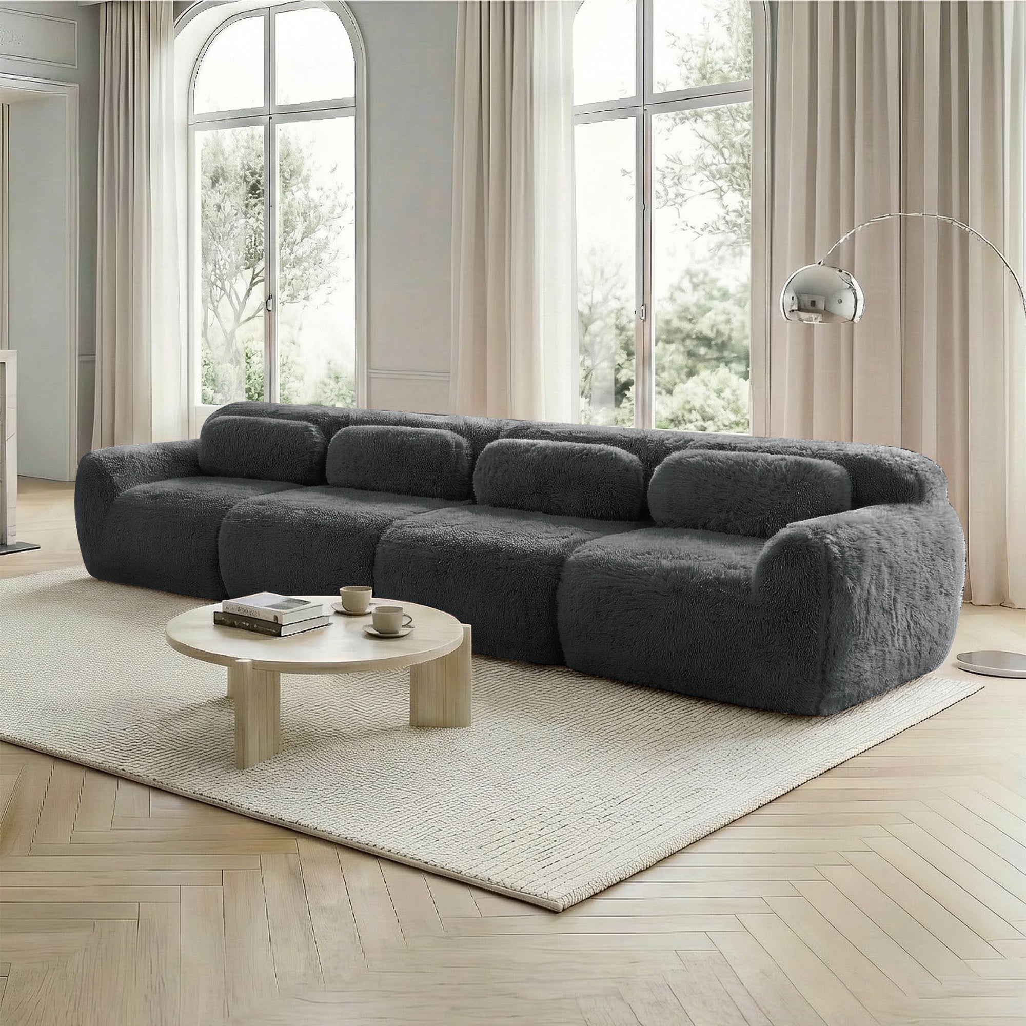 4-seater Sofa Multi-Combination Premium Plush Fabric Grey