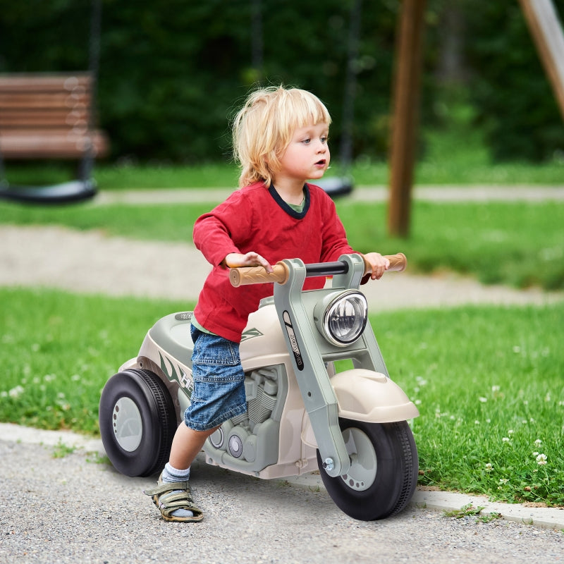 Ride-on Car with Motorcycle Design, Music and Bubbles, Cream White