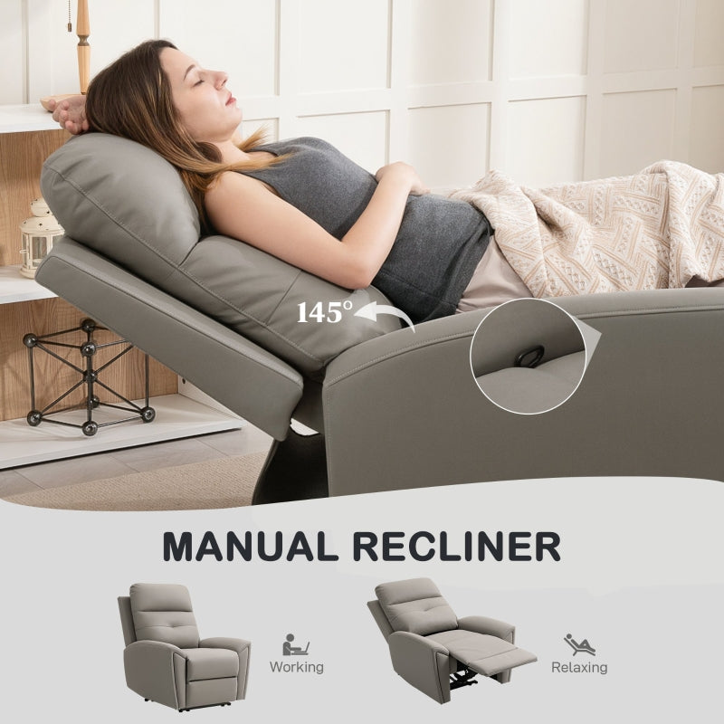 Recliner Armchair, Manual Reclining with Adjustable Leg Rest, Microfibre Grey