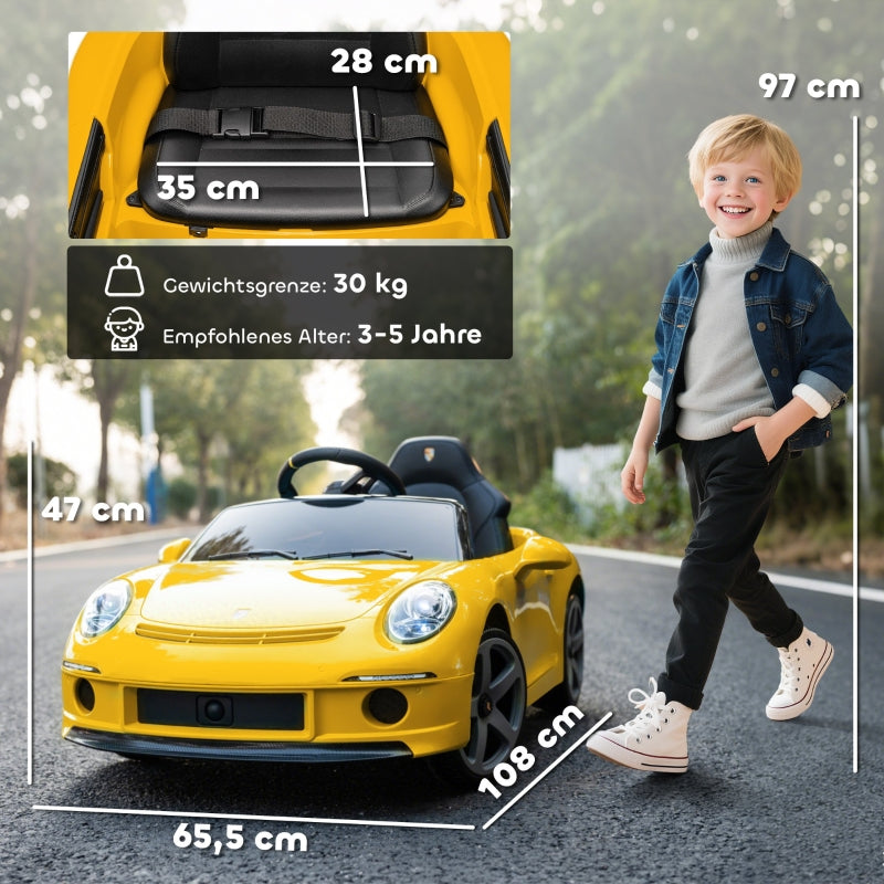 Electric Ride-on Car for Children with Remote Control and Music, Yellow