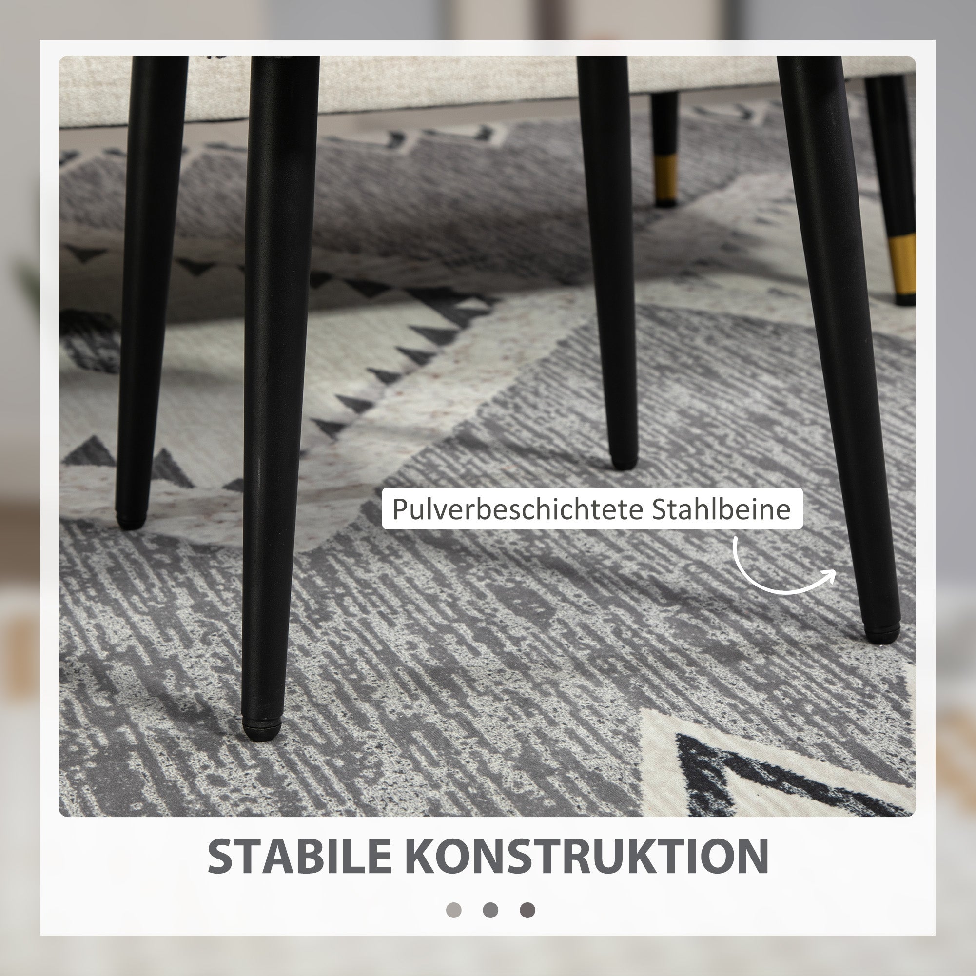 Hocker quadratisch, Wohn- und Schlafzimmer, Dunkelgrauer Kaschmir-Effekt