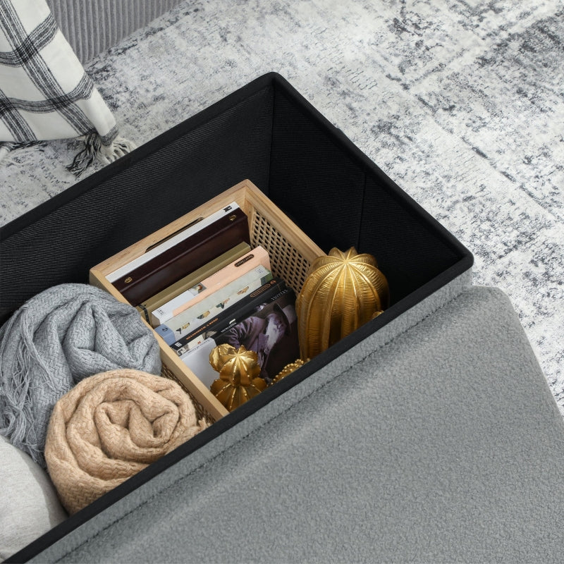 Storage Ottoman Bench Upholstered with Storage & Lid - Dark Grey