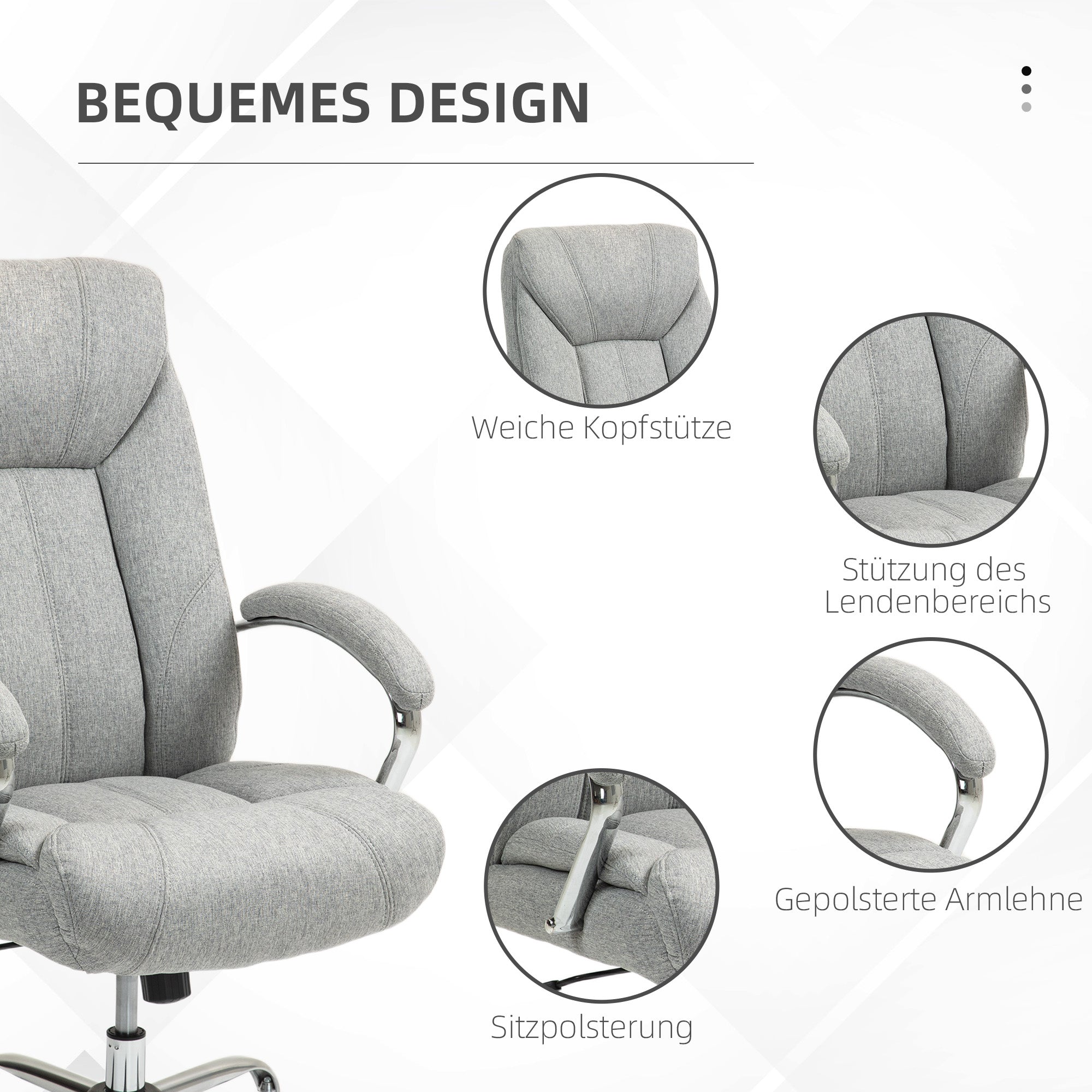 Vinsetto Office Chair, Rocking Ergonomic Adjustable Swivel, Light Grey Nylon