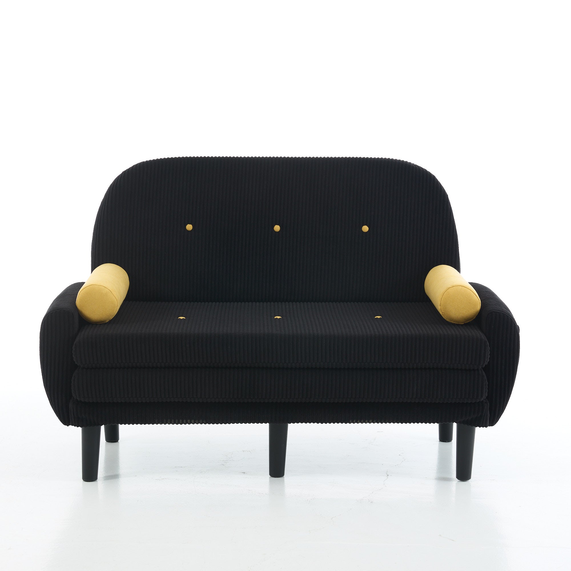 Loveseat Sofa Daybed Recliner with Storage, Black Corduroy