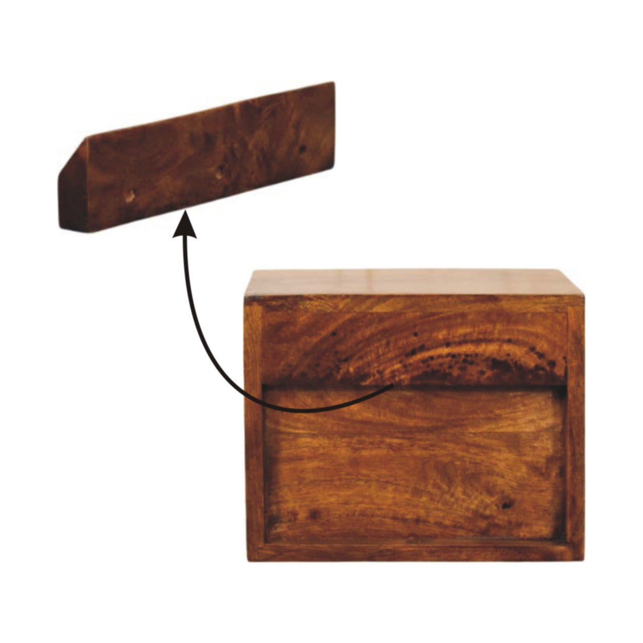 Solis Wall Mounted Nightstand, 1-Drawer, Chestnut Wood