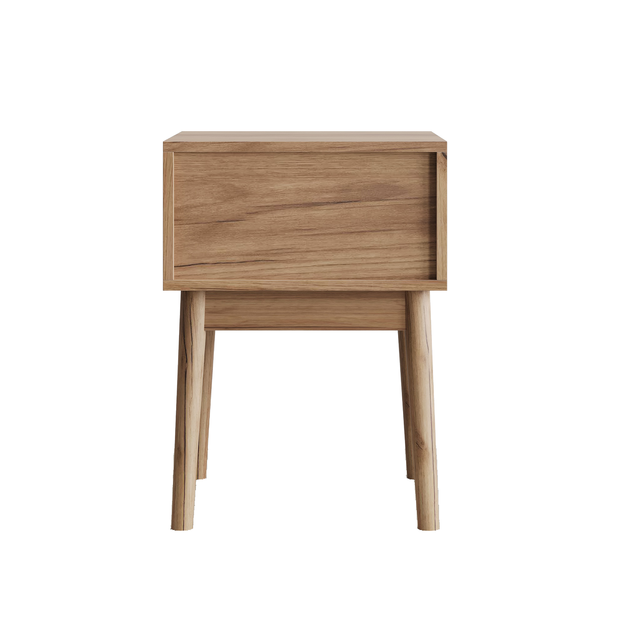 Nightstand Set of 2, Mid-Century Modern Metal Handles 40x40x55cm, Oak-Colored