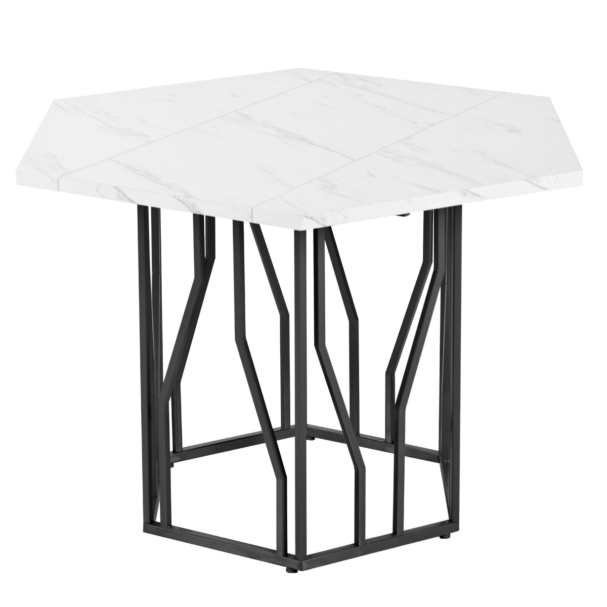 Hexagonal Dining Table Modern Marble Coffee Table Black Metal Base