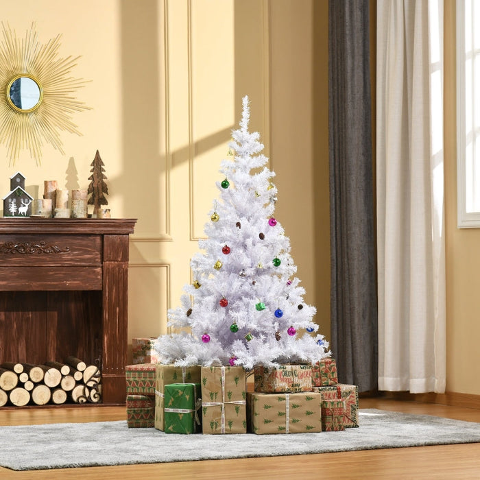 Weihnachtsbaum, künstliche Tanne, 150cm mit Ständer & Deko, Weiß