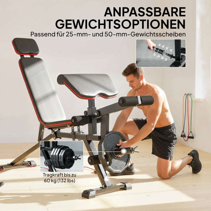 Adjustable Weight Bench, 3-in-1 Training Bench with Leg Extension and Curl Pad, 300 kg Capacity
