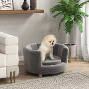 Hundesofa, waschbares Haustiersofa, Holzbeine, Grau