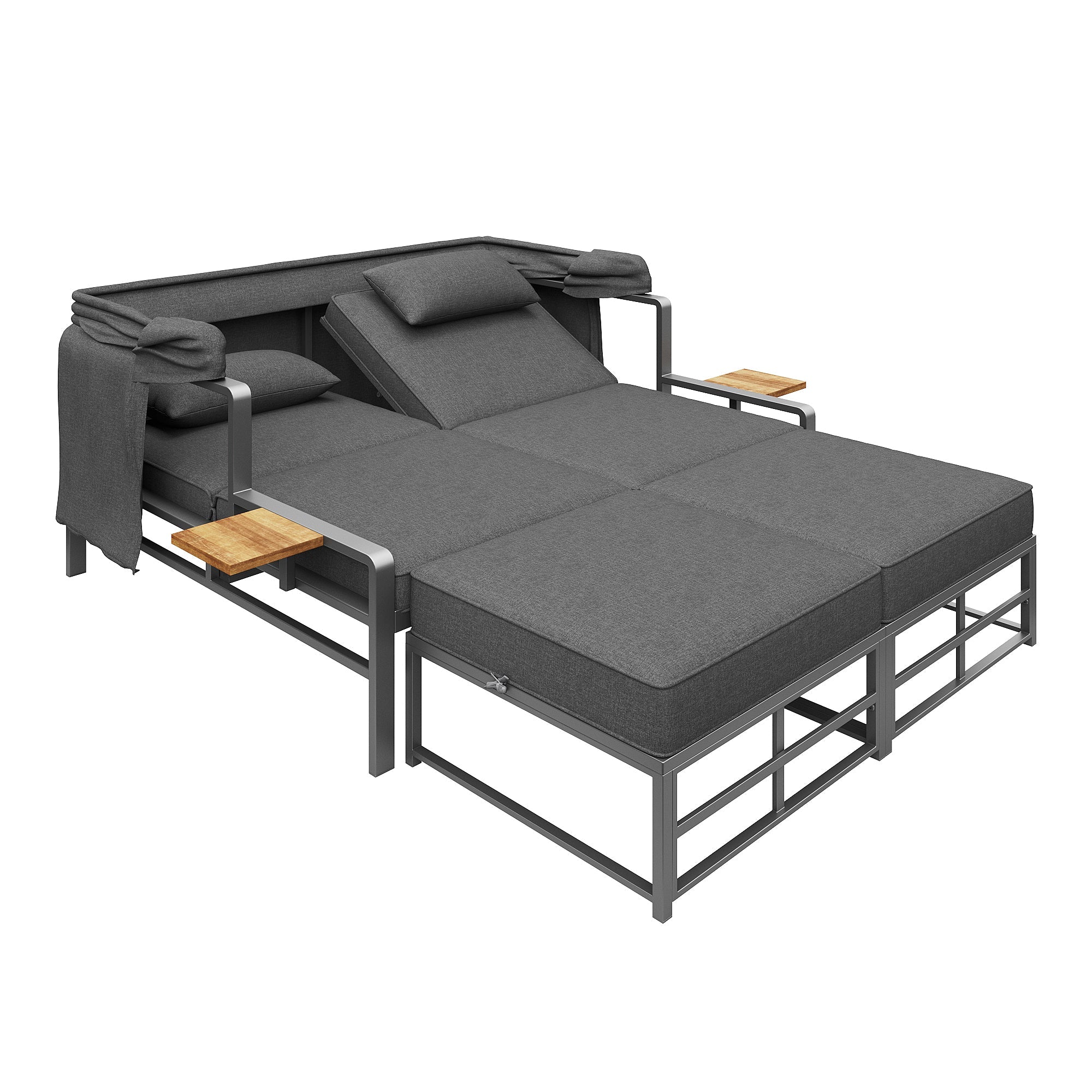 Garden Lounge Set Sun Lounger 2-4 Person with Foldable Sunshade