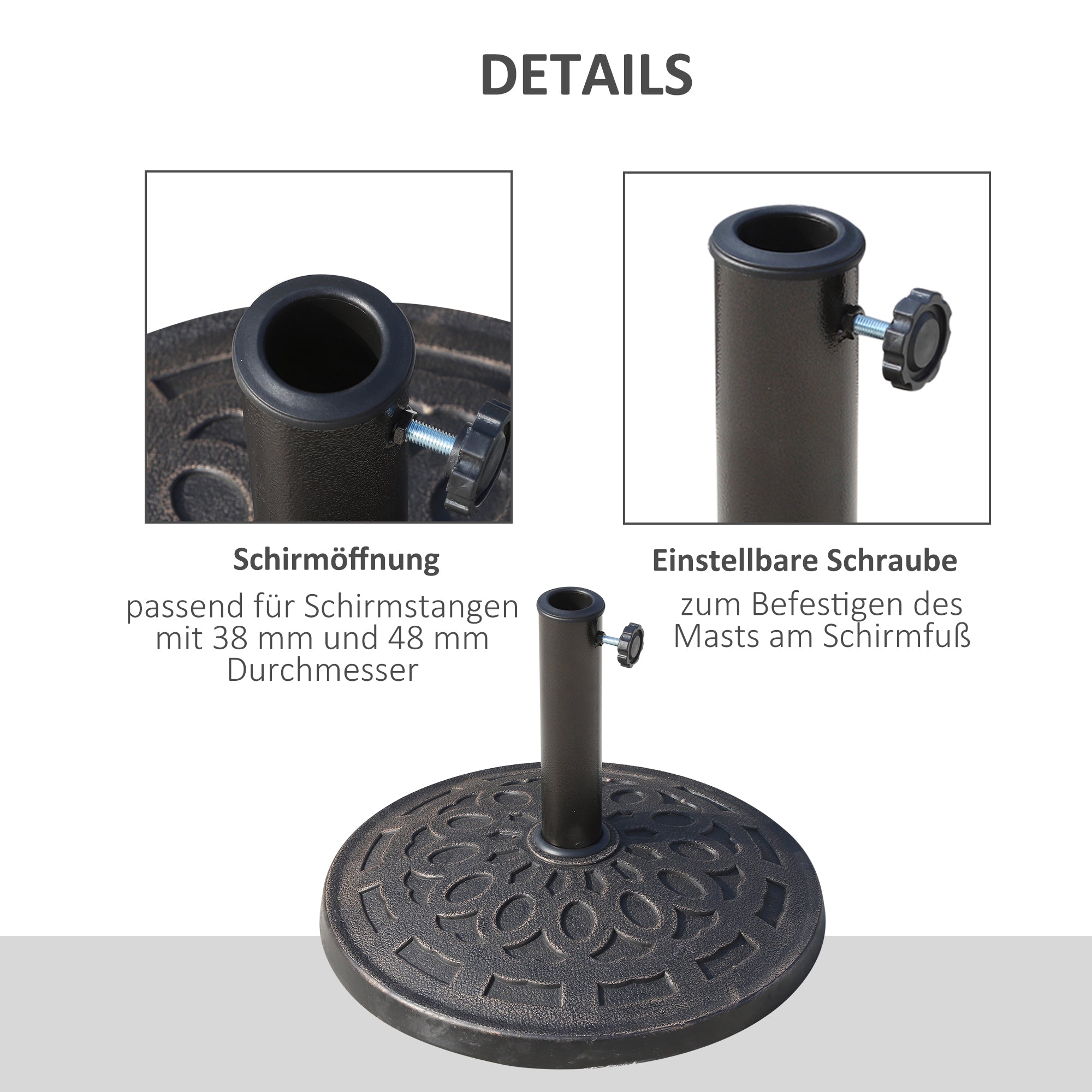 Parasol Base Round 14kg Stable Weatherproof Resin Bronze