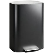 50L Kitchen Bin, Soft-Close Lid, Removable Inner Bucket, Stainless Steel, Black