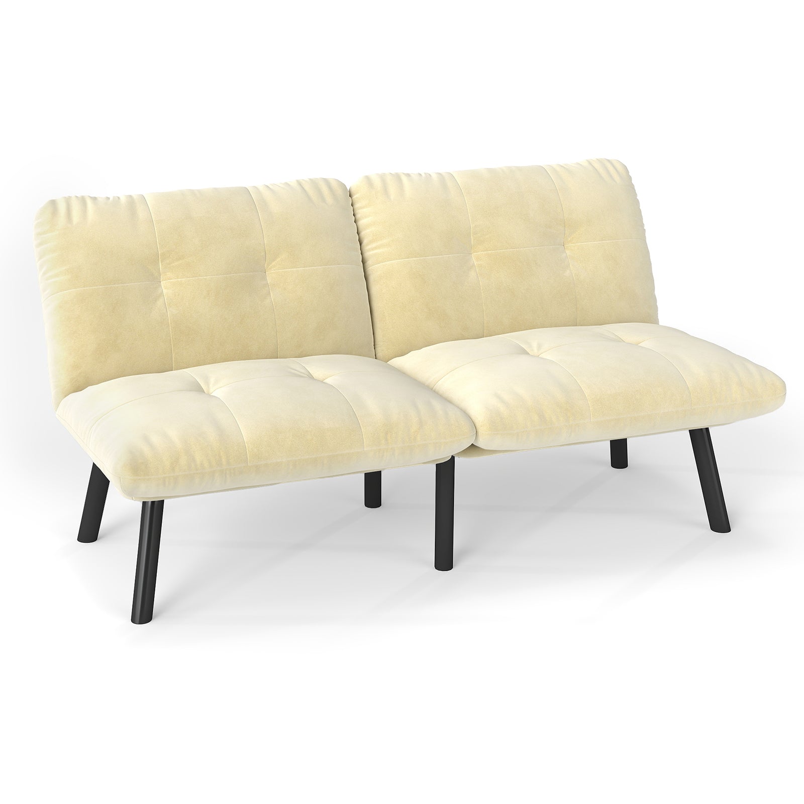 Sofa Bed 2-Seater Foldable Futon - Cream